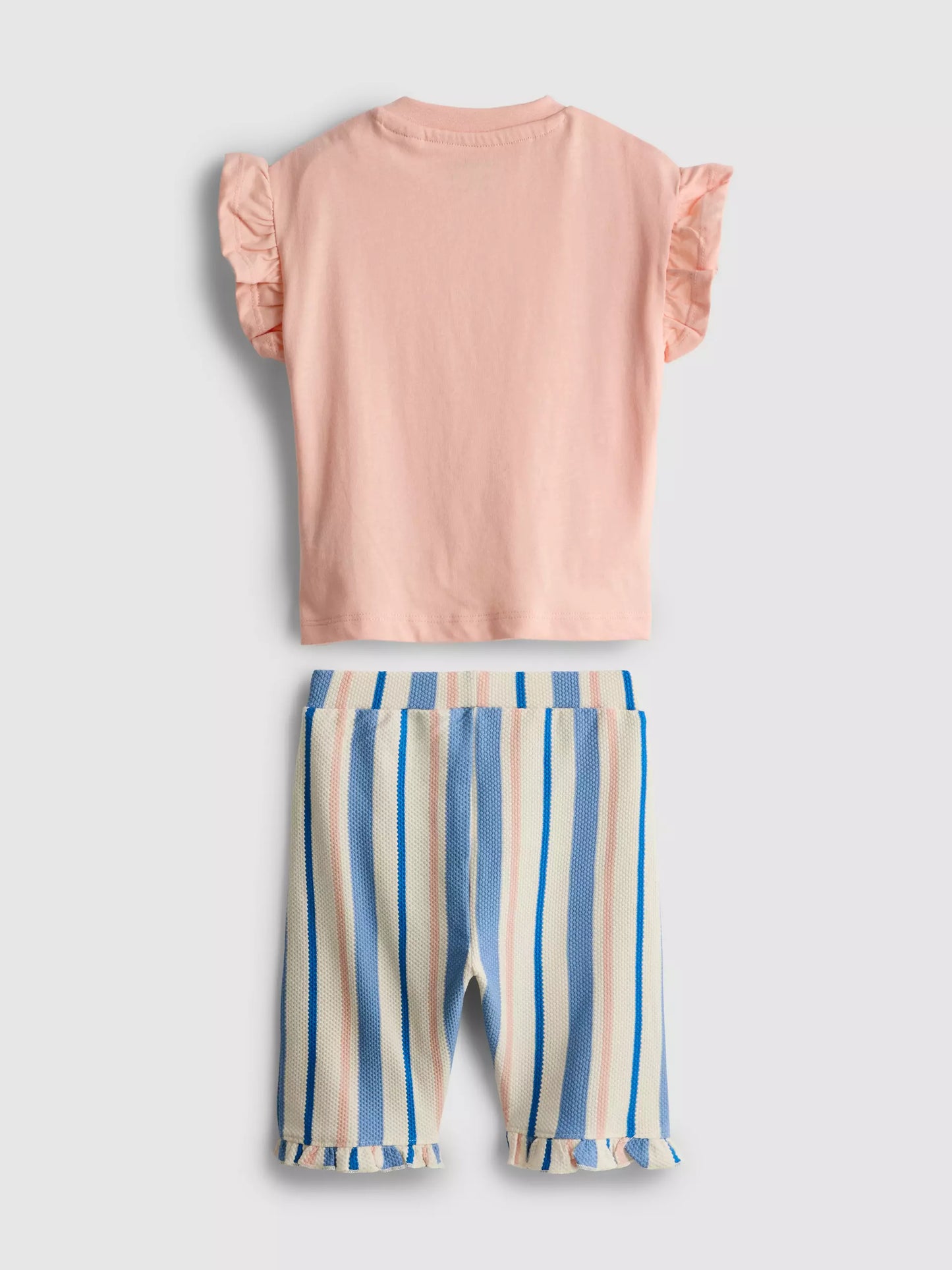 Ruffle T-Shirt and Stripe Trousers Set