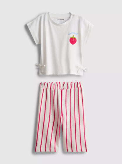 Fruit Appliqué T-Shirt and Trousers Set