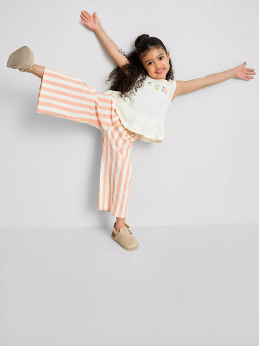 Embroidered Peplum Top and Pants Set