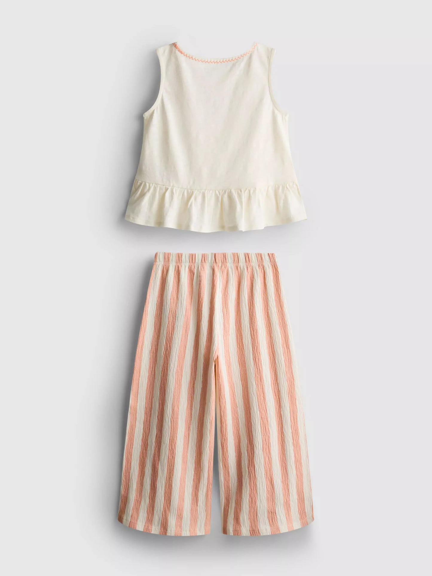 Embroidered Peplum Top and Pants Set