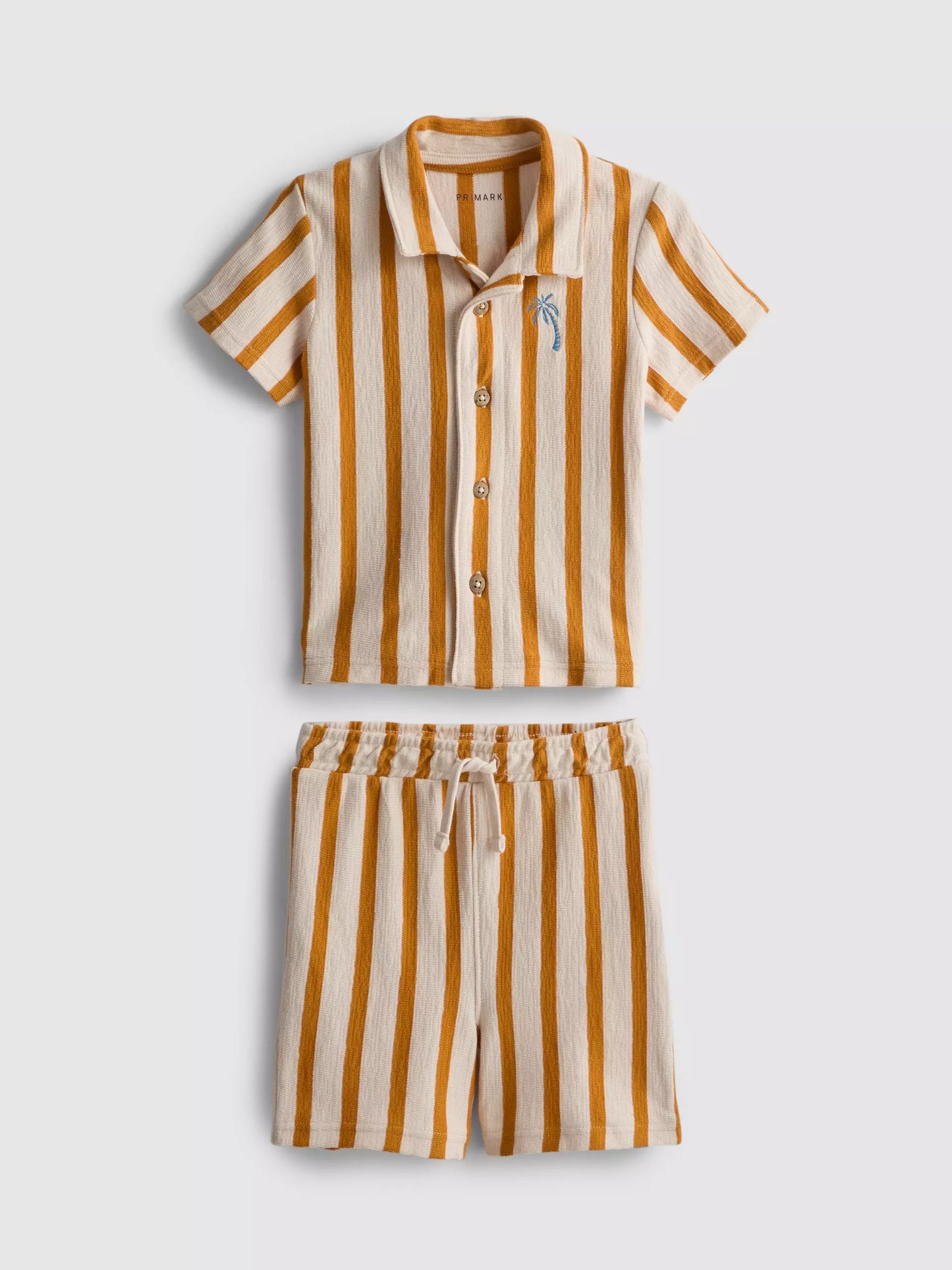 Stripe Textured Shirt and Shorts Set