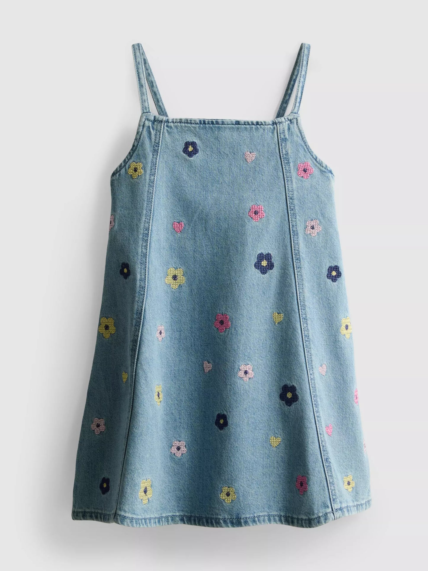 Embroidered Denim Dress