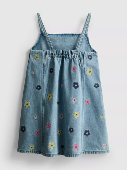 Embroidered Denim Dress