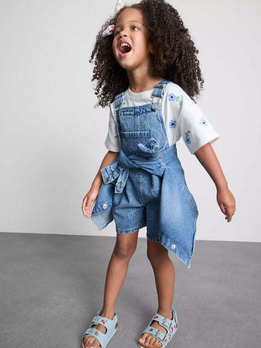 Bow Denim Dungarees
