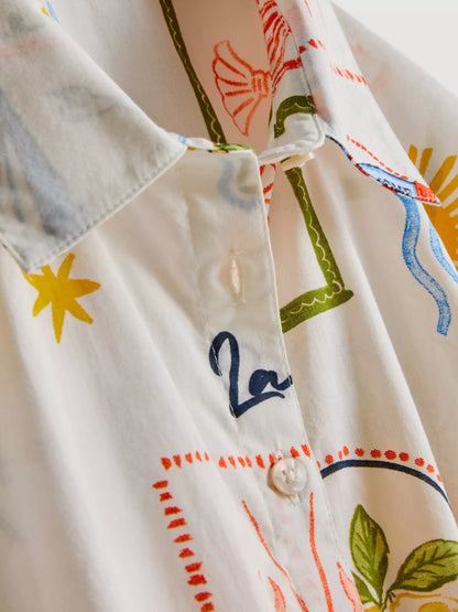 Postcard Tie Detail Shirt and Shorts Set