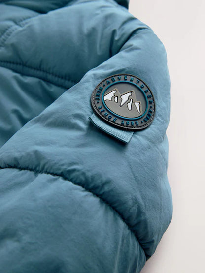 Blue Borg Lined Padded Shower Resistant Coat