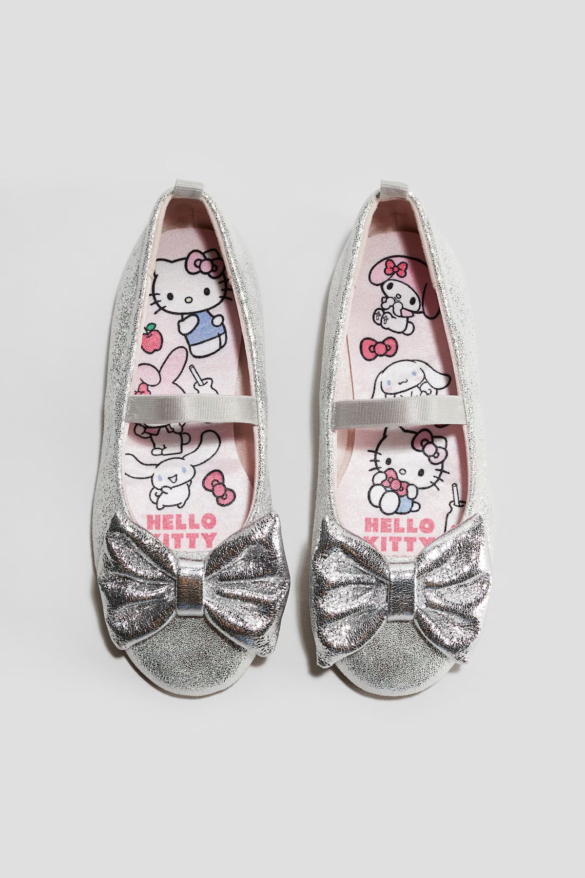 Glittery bow-detail ballet pumps