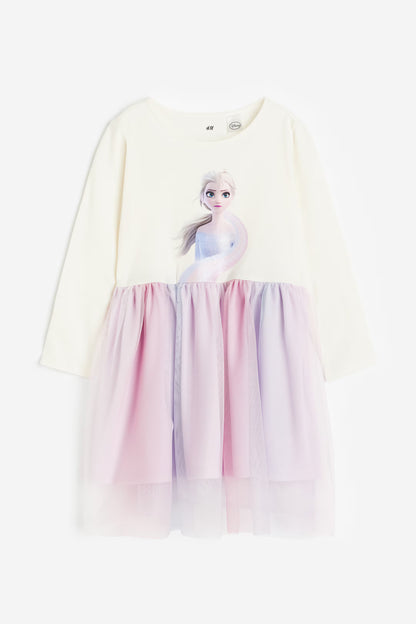 Frozen Tulle-skirt jersey dress