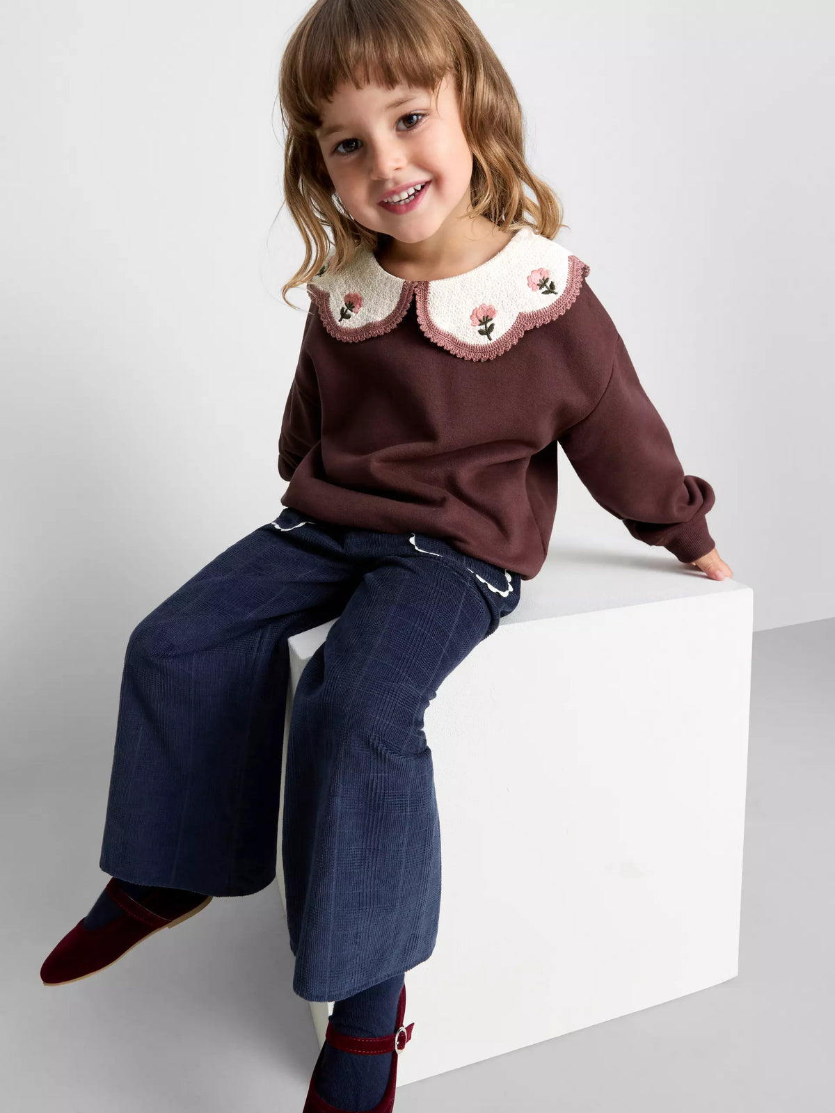 Crochet Collared Sweatshirt
