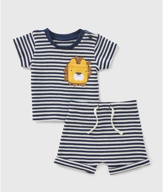 Lion Waffle Stripe Top & Shorts set
