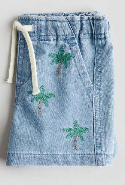 Embroidery-Detail Denim Shorts