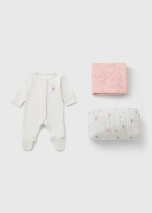 Baby Pink Mouse Sleepsuit Gift Set