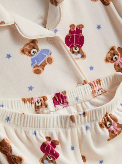 Teddy Bear Graphic Cosy Shirt Pyjamas