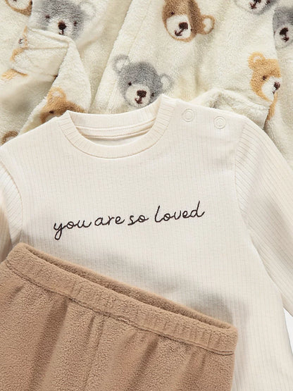 Long Sleeve Pyjamas and Bear Fleece Dressing Gown