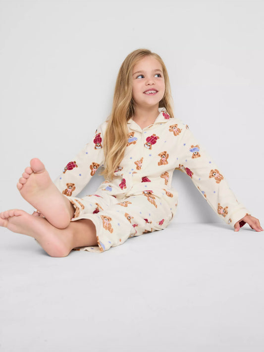 Teddy Bear Graphic Cosy Shirt Pyjamas