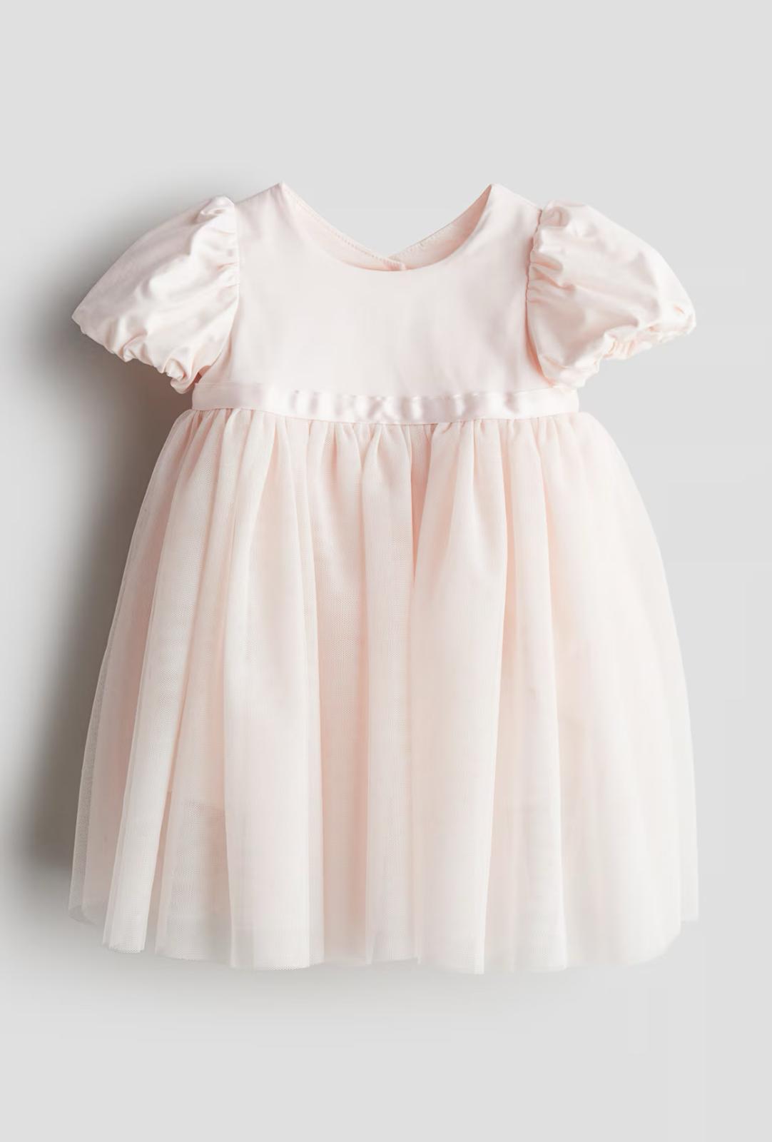 Puff-Sleeved Tulle Dress