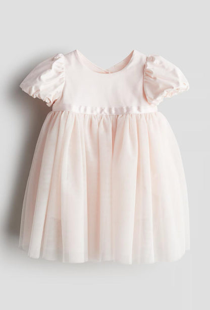 Puff-Sleeved Tulle Dress