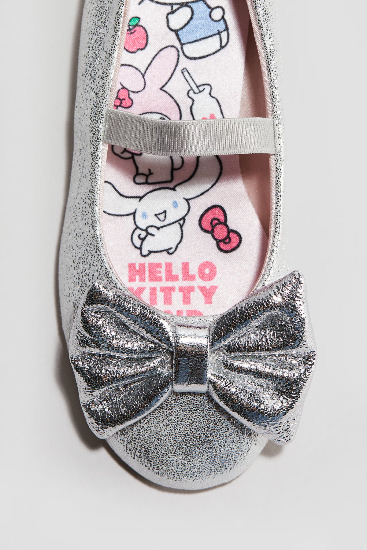 Glittery bow-detail ballet pumps