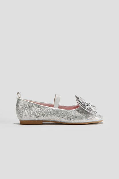 Glittery bow-detail ballet pumps