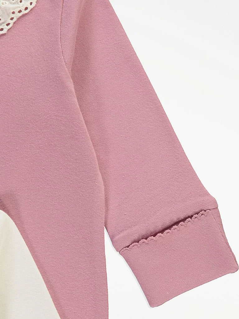 Pink Broderie Collar Sleepsuits 3 Pack