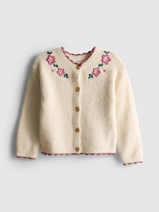 Fluffy Embroidered Cardigan
