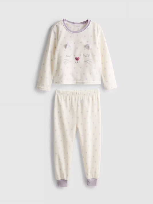 Cat Graphic Fleece Pyjamas