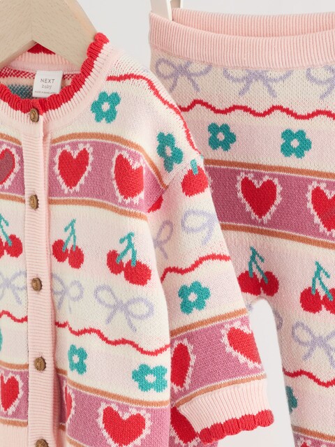 Cherries Knitted Cardigan and Leggings 2 Piece Set