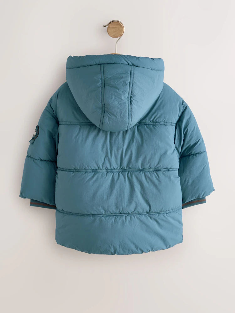Blue Borg Lined Padded Shower Resistant Coat