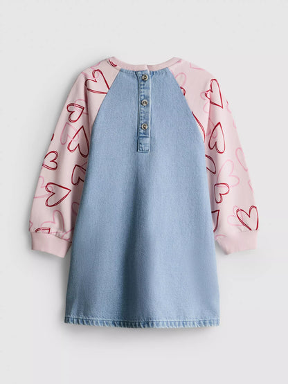 Pure Cotton 2-in-1 Sweatshirt Denim Dress