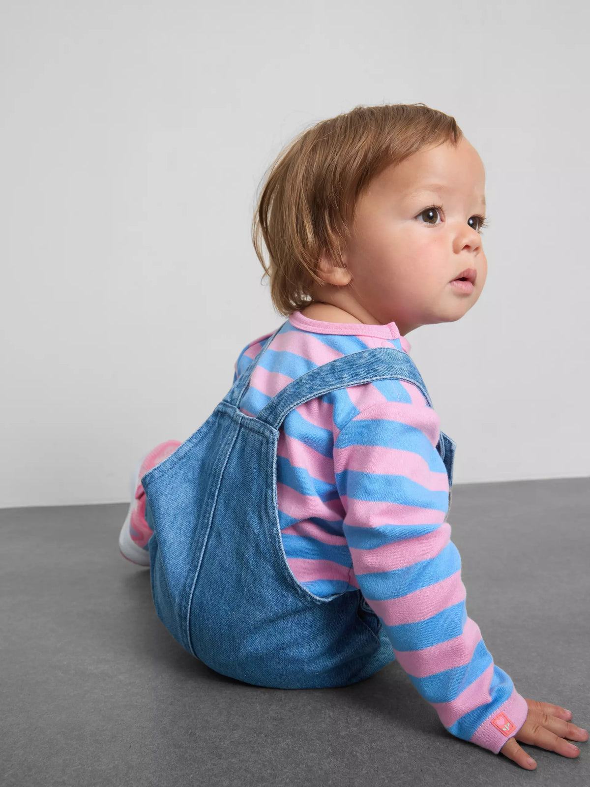 Bodysuit and Fruit Embroidered Denim Dungarees Set