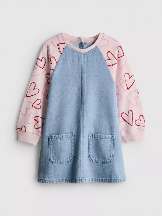 Pure Cotton 2-in-1 Sweatshirt Denim Dress