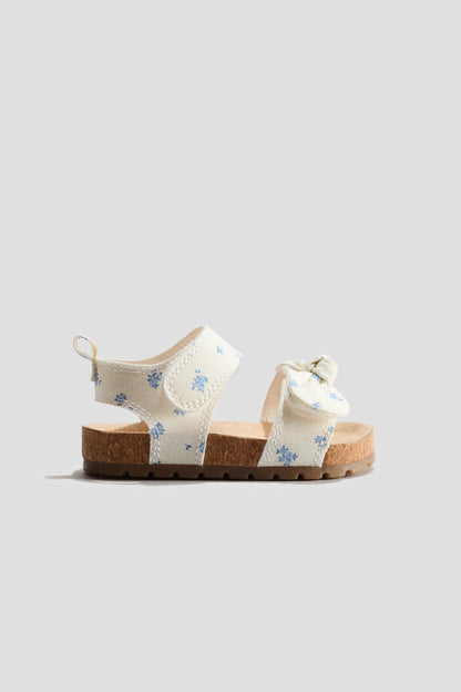 White & Blue Floral Sandals