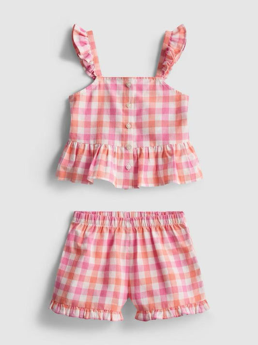 Gingham Peplum Top and Shorts Set
