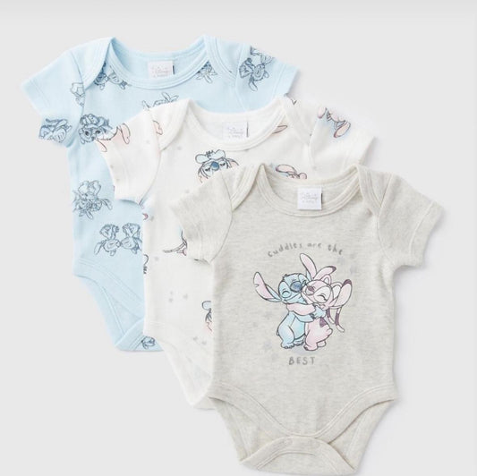 3 Pk Stitch Bodysuits
