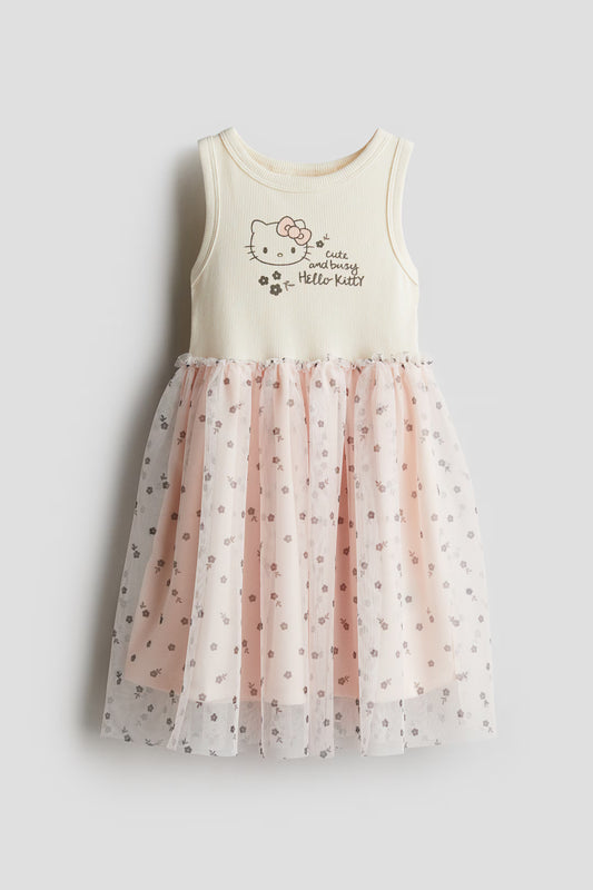 Hello Kitty Printed tulle-skirt dress