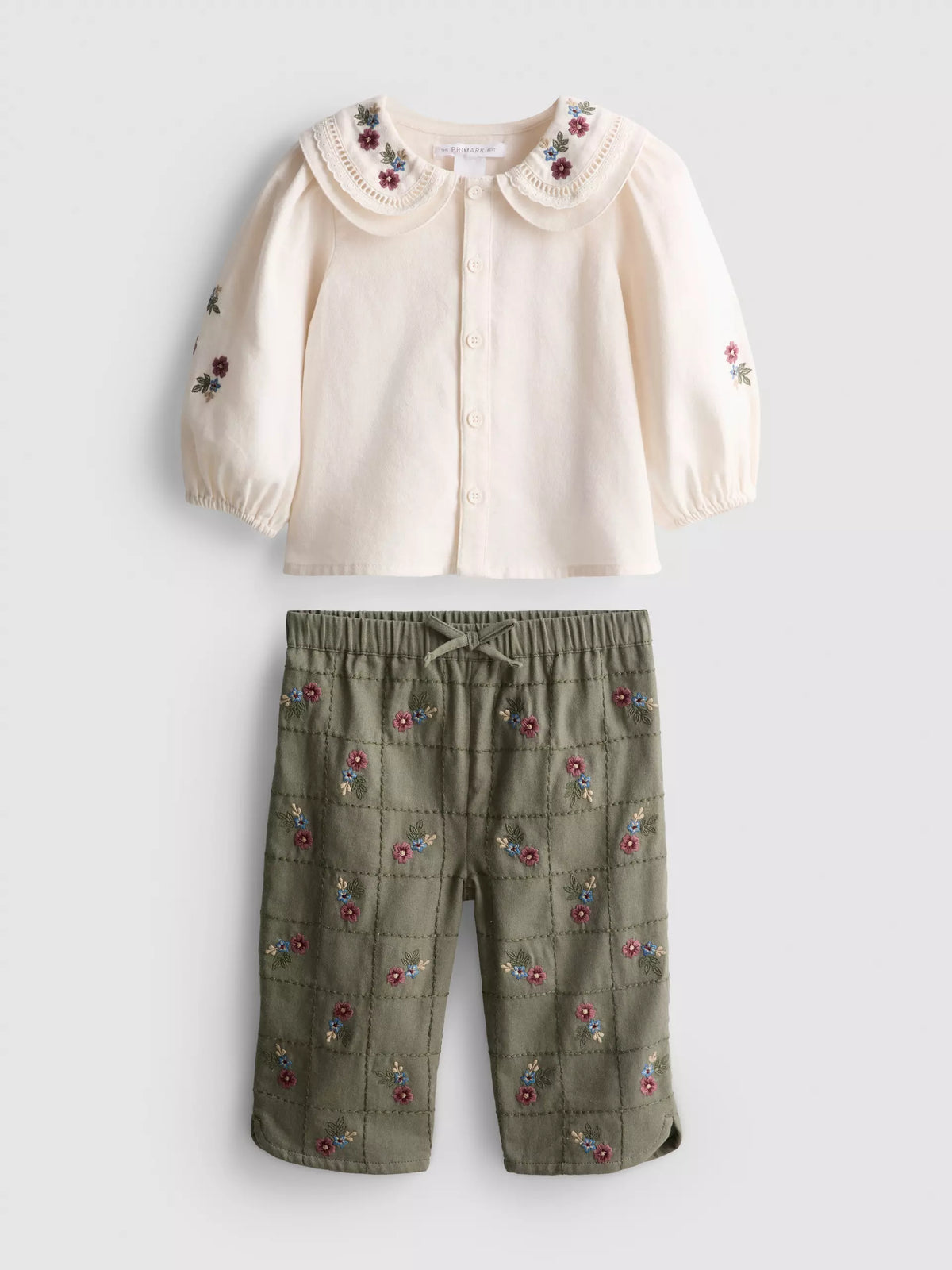 The Edit Floral Embroidered Blouse and Trousers Set