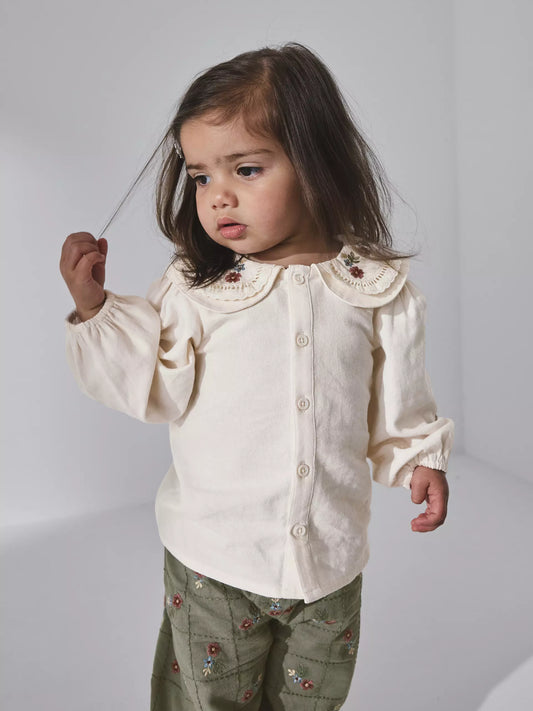 The Edit Floral Embroidered Blouse and Trousers Set