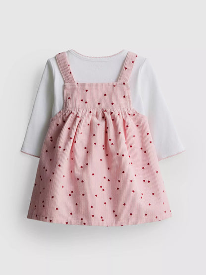 Bodysuit and Corduroy Pinafore Dress Set