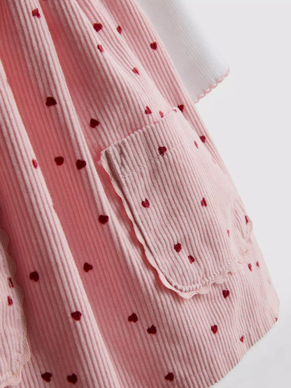 Bodysuit and Corduroy Pinafore Dress Set