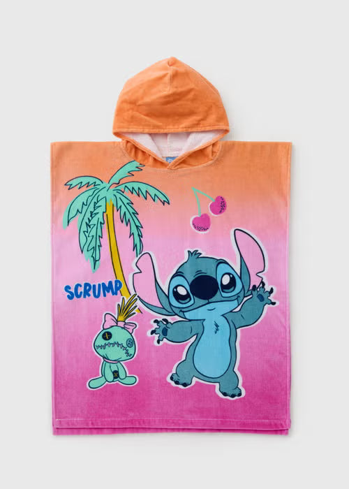 Disney Stitch Girls Coral Poncho