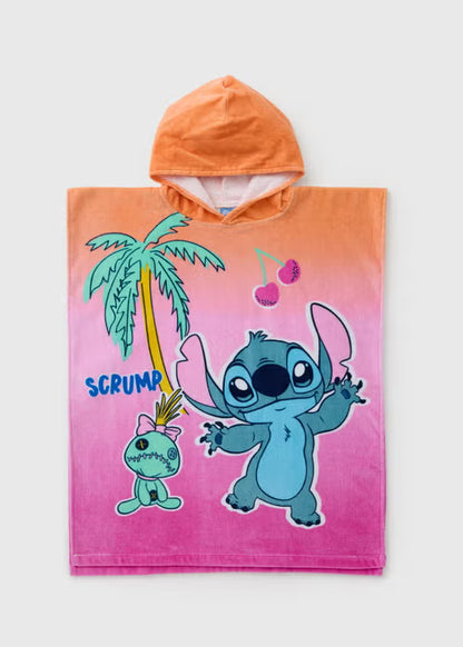 Disney Stitch Girls Coral Poncho