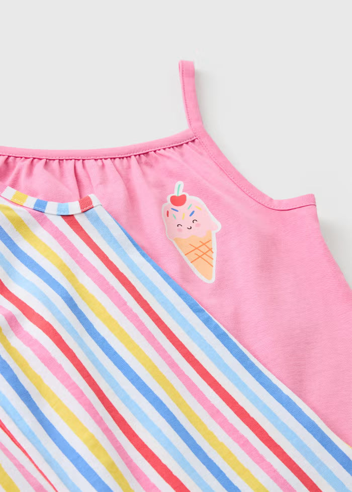 2 Pack Multicolour Ice Cream Stripe Playsuits