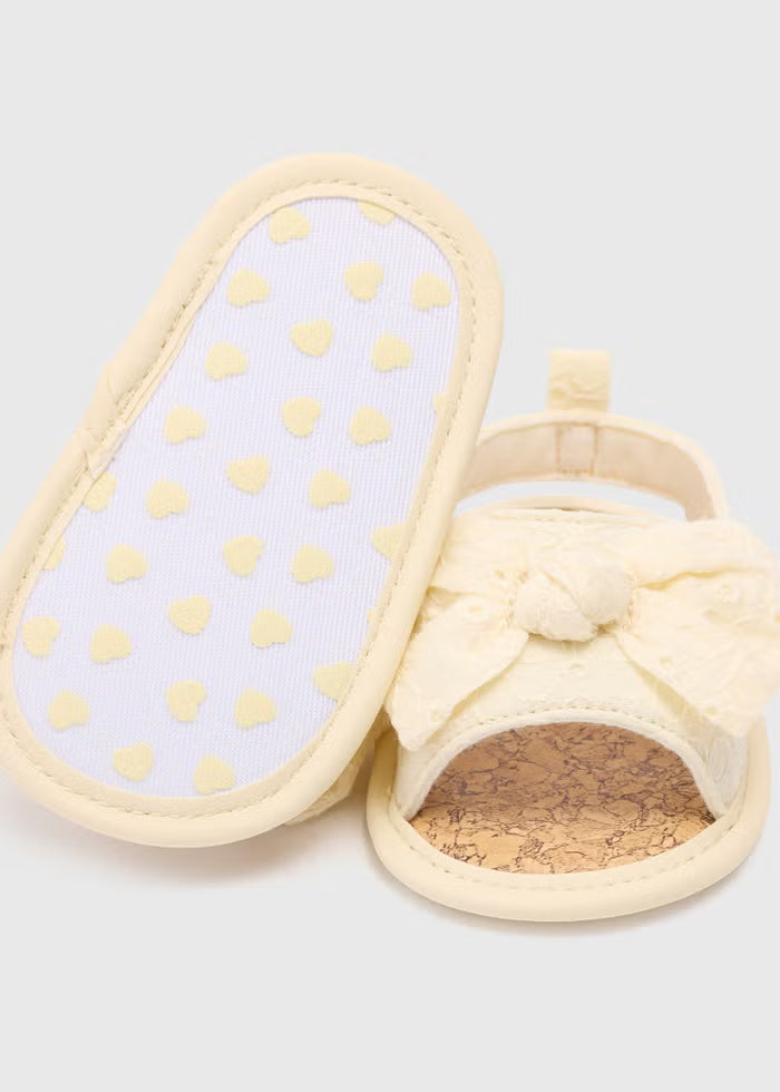 Baby Lemon Broderie Bow Sliders
