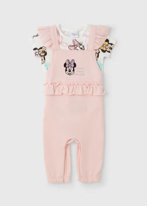 Disney Baby Pink Minnie Frill Dungaree