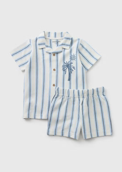 Blue Stripe Shirt & Short Set