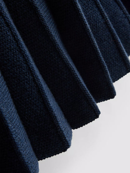 Collared Cardigan and Pleated Skirt Set