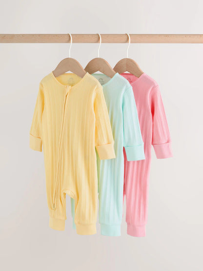 Pink/Yellow Baby Sleepsuits 3 Pack
