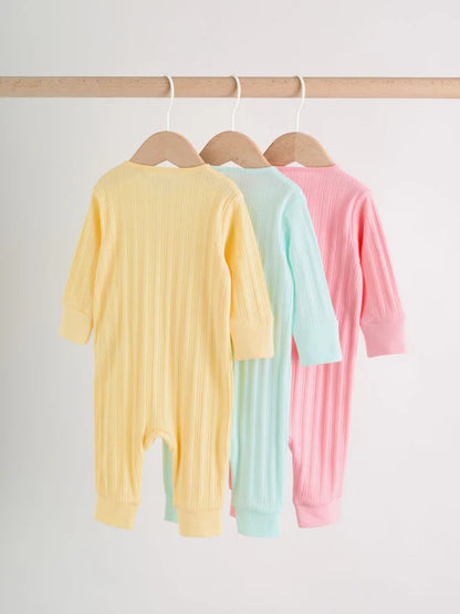 Pink/Yellow Baby Sleepsuits 3 Pack