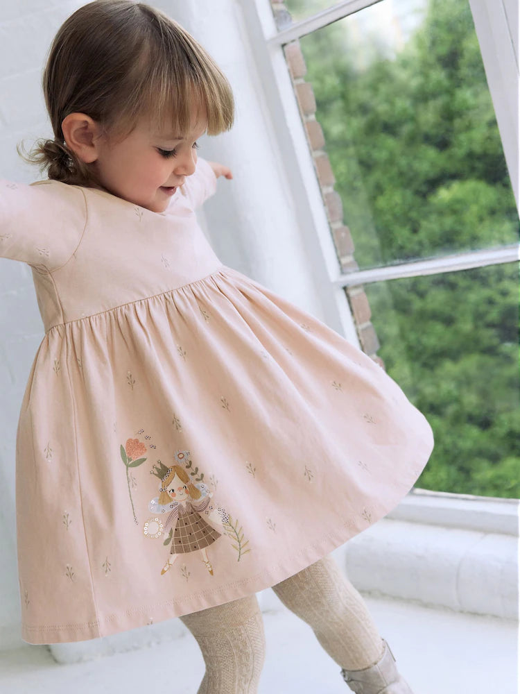 Pink Fairy Long Sleeve Embellished Dress