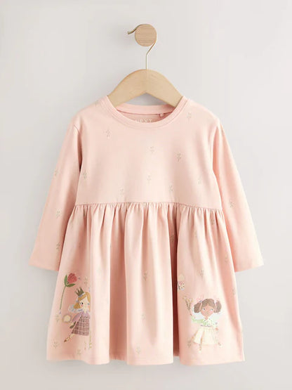 Pink Fairy Long Sleeve Embellished Dress